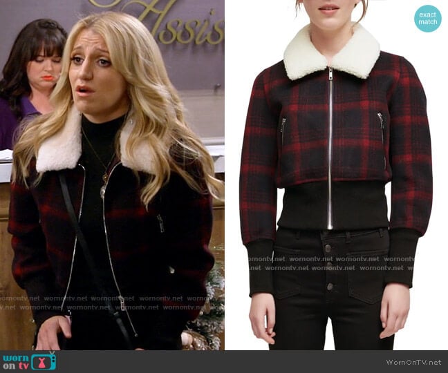 Maje Bloppane Jacket worn by Gina Dabrowski (Annaleigh Ashford) on B Positive