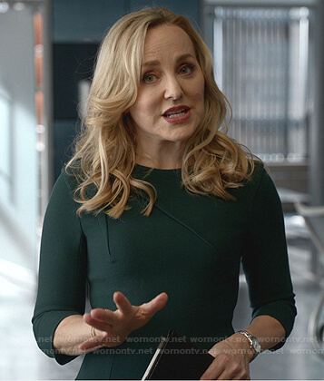 Marissa’s green three quarter sleeve dress on Bull