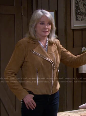 Marlena’s camel suede moto jacket on Days of our Lives