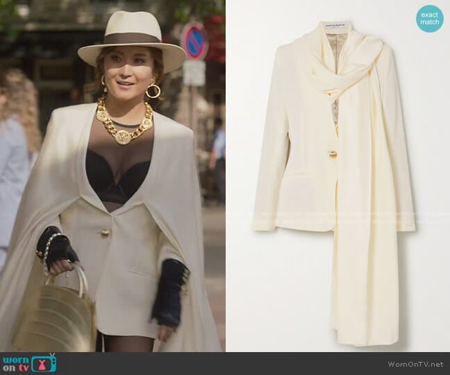 Martin Martin Aurelie Satin Blazer worn by Mindy Chen (Ashley Park) on Emily in Paris