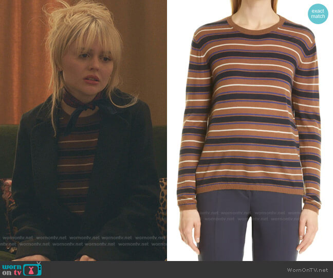 Max Mara Marmo Stripe Cashmere Sweater worn by Audrey Hope (Emily Alyn Lind) on Gossip Girl
