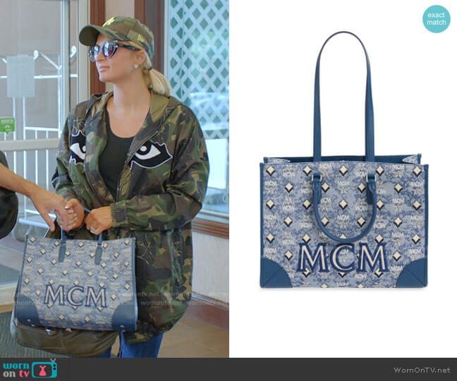 MCM Jacquard Logo Tote worn by Paris Hilton on Paris in Love