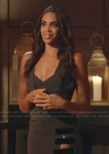 Michelle’s black cutout maxi dress on The Bachelorette