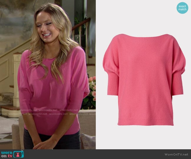 Milly Dolman Top in Carnation worn by Abby Newman (Melissa Ordway) on The Young and the Restless