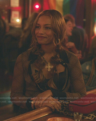 Monet’s bronw plaid sheer blouse on Gossip Girl