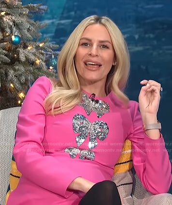 Morgan’s pink sequin bow mini dress on E! News Daily Pop
