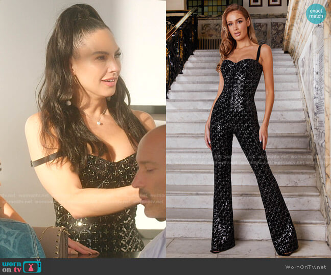 Nadine Merabi Hailey Jumpsuit worn by Amanza Smith on Selling Sunset