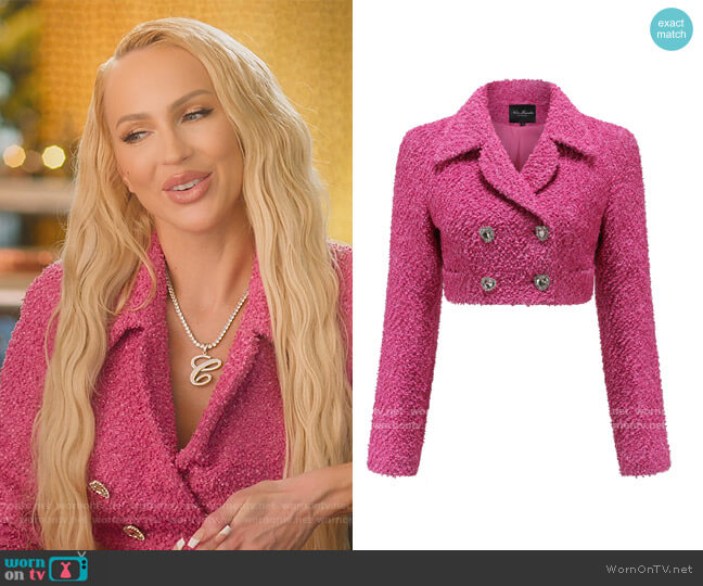 Nana Jacqueline Raquel Pink Cropped Blazer worn by Christine Quinn on Selling Sunset
