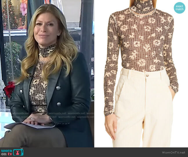 Nanushka Hanny Floral Web Cutout Mesh Top worn by Jill Martin on Today