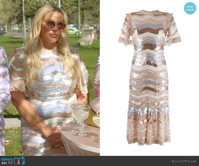 Needle & Thread Alaska Midi Dress worn by Heather Gay on The Real Housewives of Salt Lake City