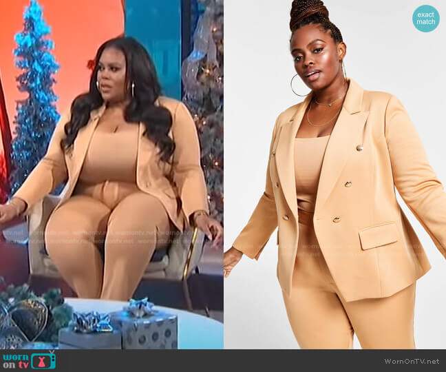 Nina Parker Trendy Plus Size Double-Breasted Blazer worn by Nina Parker on E! News