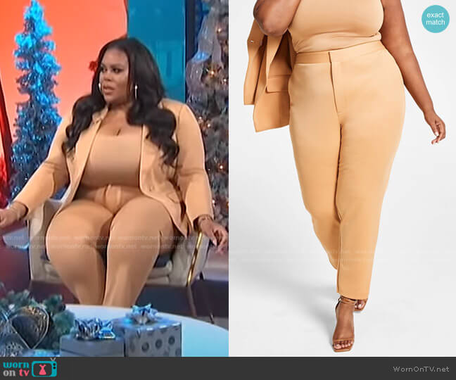 Nina Parker Trendy Plus Size Solid Scuba Pants worn by Nina Parker on E! News