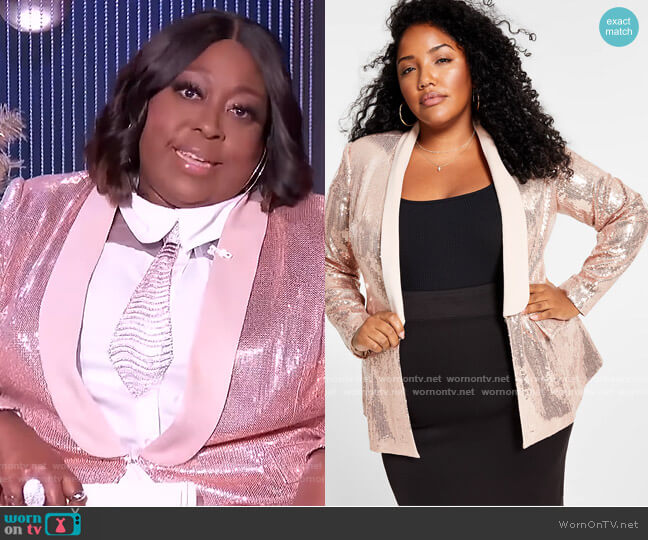 Nina Parker Trendy Plus Size Sequin Blazer worn by Loni Love on The Real