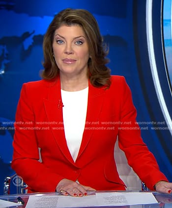 Norah’s red blazer on CBS Evening News