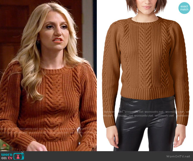Paige Elizabeth Sweater in Argan Oil worn by Gina Dabrowski (Annaleigh Ashford) on B Positive