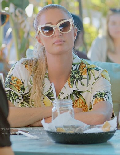 Paris’s pineapple print romper on Paris in Love
