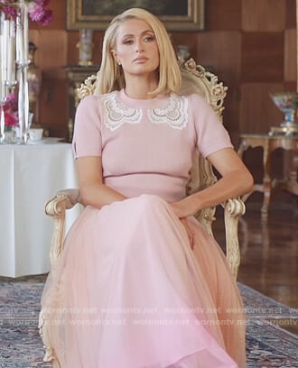 Paris’s pink lace inset sweater on Paris in Love