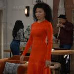 Portia’s red asymmetric dress on General Hospital