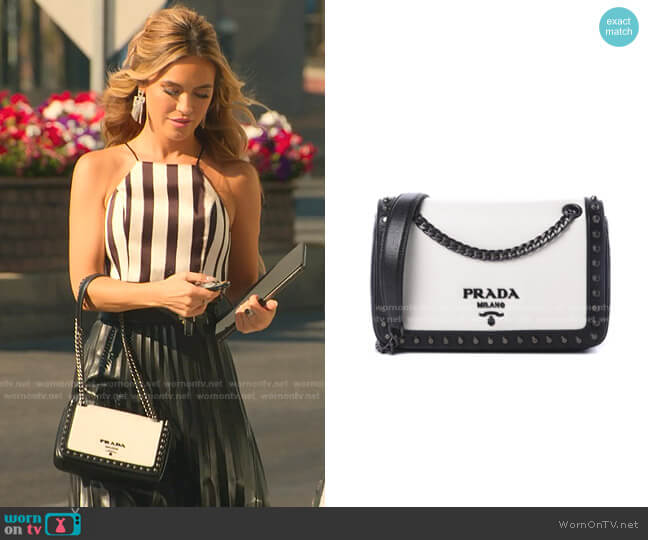 Prada Glace Calfskin Studded Crossbody worn by Chrishell Stause on Selling Sunset