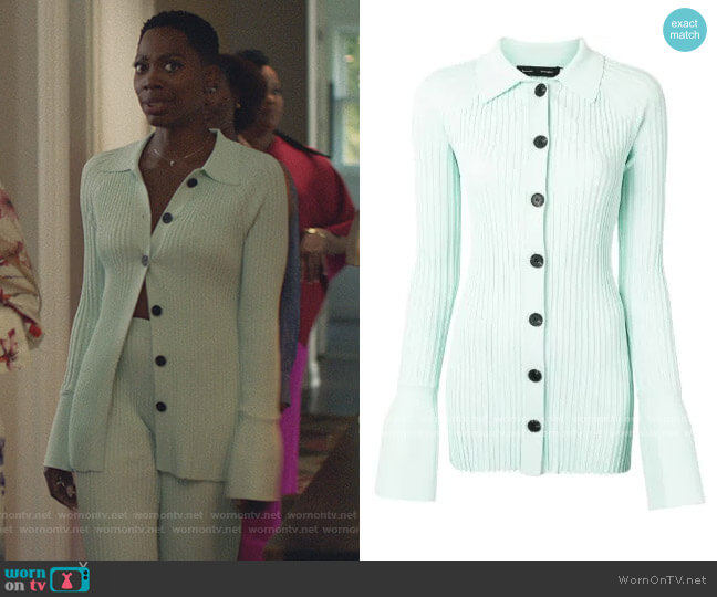 Proenza Schouler Rib Knit Collared Cardigan worn by Molly Carter (Yvonne Orji) on Insecure