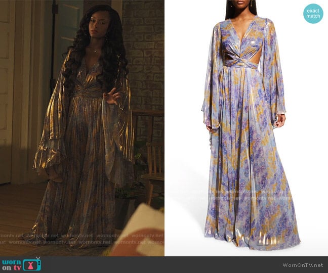 Raisavanessa Twist Cutout Chiffon Jumpsuit worn by Angela Vaughn (Yaya DaCosta) on Our Kind of People