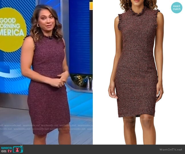Rebecca Taylor Sleeveless Tweed Dress worn by Ginger Zee on Good Morning America