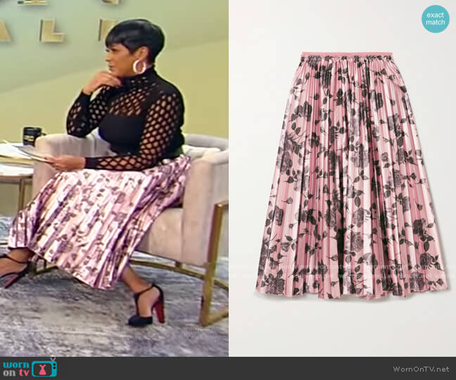 Red Valentino Pleated floral-print taffeta midi skirt worn by Tamron Hall on Tamron Hall Show