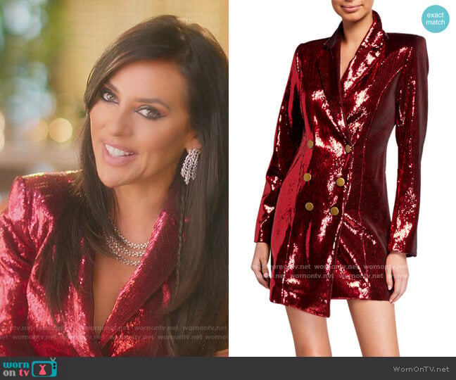 Retrofete Selena Sequin Double-Breasted Jacket Dress worn by Vanessa Villela on Selling Sunset