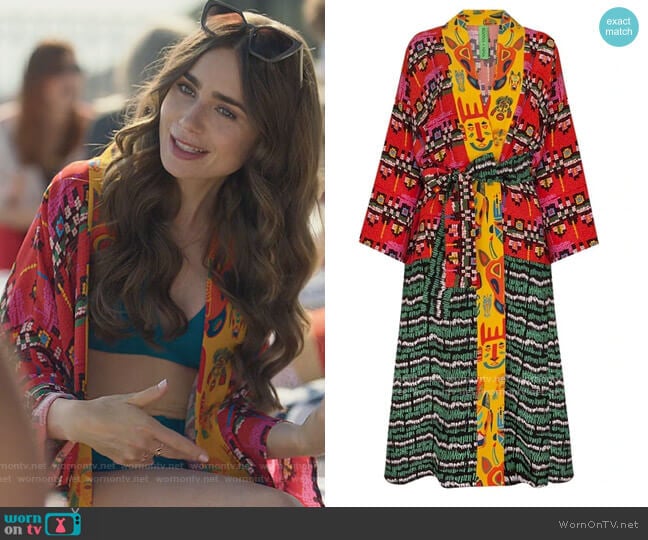 Rianna + Nina Carnaval Kimono Carnaval worn by Emily Cooper (Lily Collins) on Emily in Paris