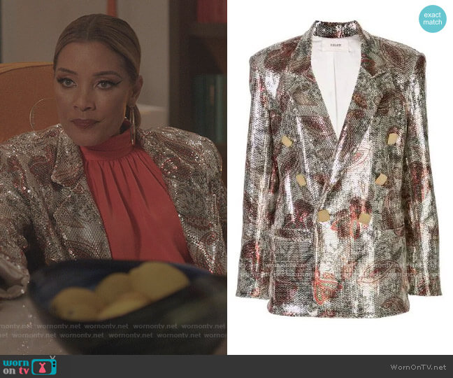 Rodarte Floral Double Breasted Blazer worn by Dominique Deveraux (Michael Michele) on Dynasty