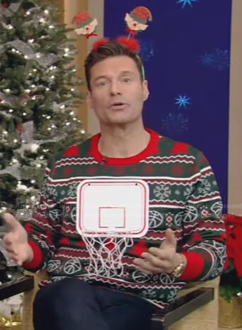 Ryan’s basketball net ugly Christmas sweater on Live with Kelly and Ryan