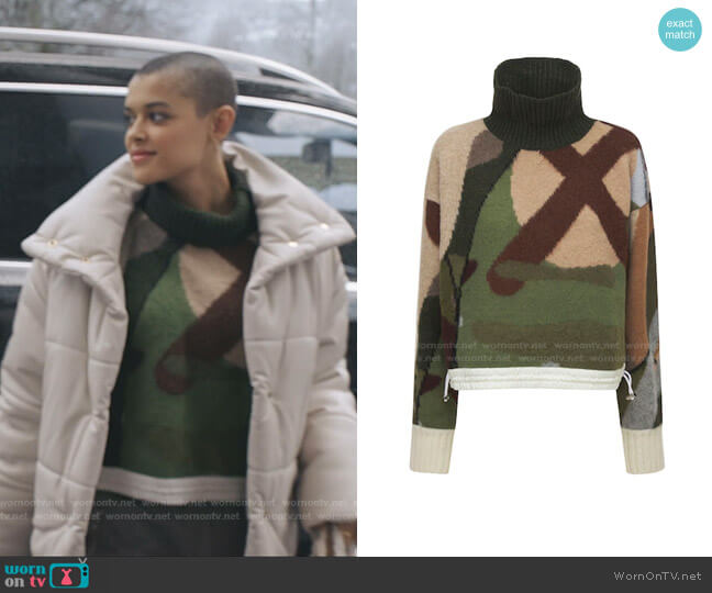 Sacai x KAWS Jacquard-Knit Wool Turtleneck Sweater worn by Julien Calloway (Jordan Alexander) on Gossip Girl
