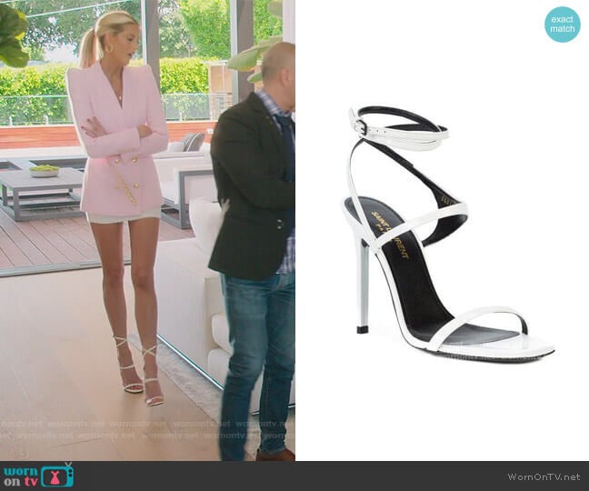 Saint Laurent Amber Edie Patent Sandals worn by Emma Hernan on Selling Sunset