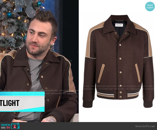 Saint Laurent Jersey Knit Varsity Jacket