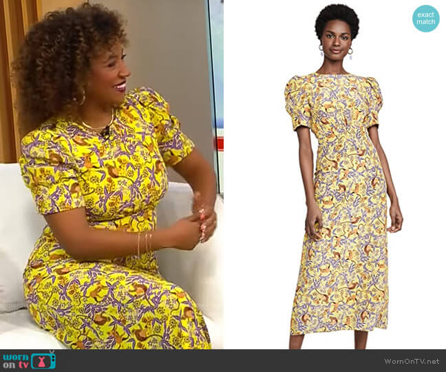 Saloni Bianca Dress in Citrus Jungle Monkey