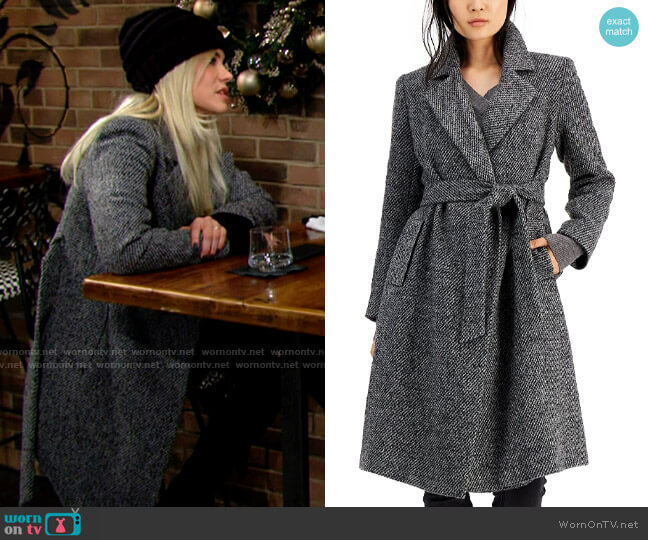 Sam Edelman Belted Tweed Wrap Coat worn by Sally Spectra (Courtney Hope) on The Young and the Restless
