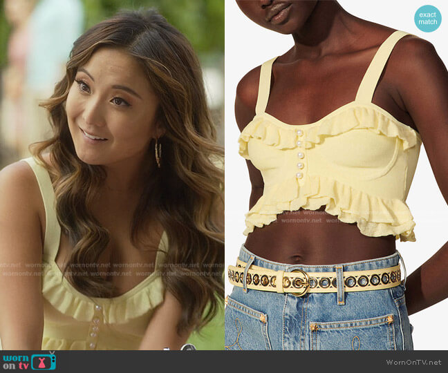 Sandro Barbara Top worn by Mindy Chen (Ashley Park) on Emily in Paris