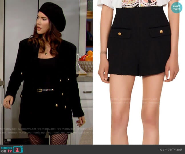 Sandro Nelly Shorts worn by Steffy Forrester (Jacqueline MacInnes Wood) on The Bold and the Beautiful