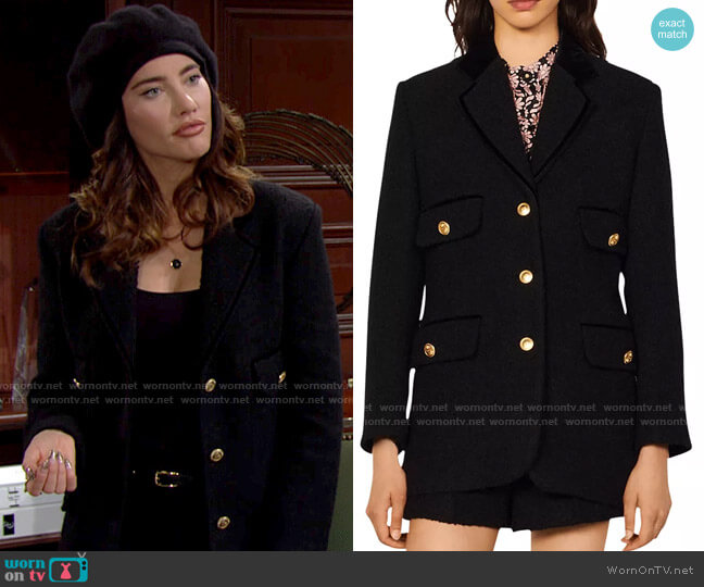 Sandro Nikita Tailored Blazer worn by Steffy Forrester (Jacqueline MacInnes Wood) on The Bold and the Beautiful