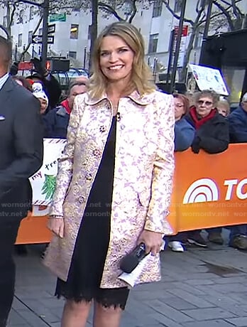 Savannah’s embellished button jacquard coat on Today