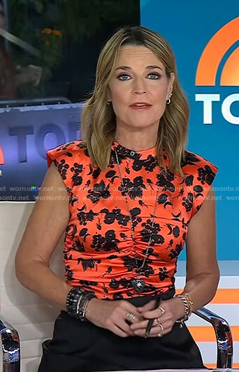 Savannah’s orange floral ruched top on Today