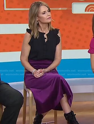 Savannah’s purple velvet midi skirt on Today
