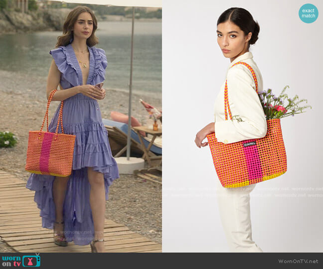 Carel Scoubidou Bag worn by Emily Cooper (Lily Collins) on Emily in Paris