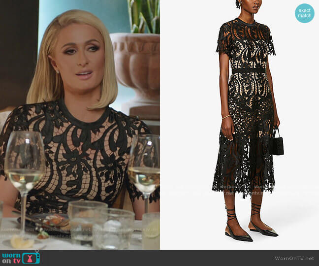Self Portrait Scalloped stretch-lace midi dress worn by Paris Hilton on Paris in Love