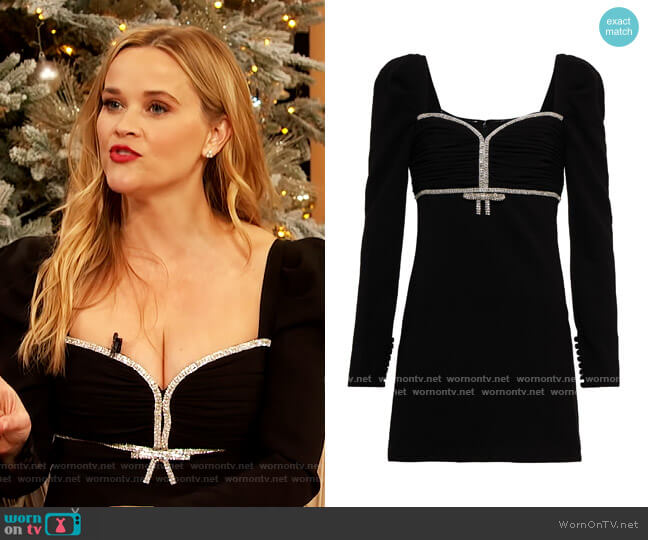 Self Portrait Crystal-embellished crepe mini dress