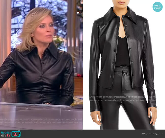Sergio Hudson Leather Button Down Shirt worn by Sara Haines on The View