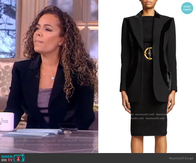 Sergio Hudson Mixed-Media Sculptured Blazer Jacket worn by Sunny Hostin on The View