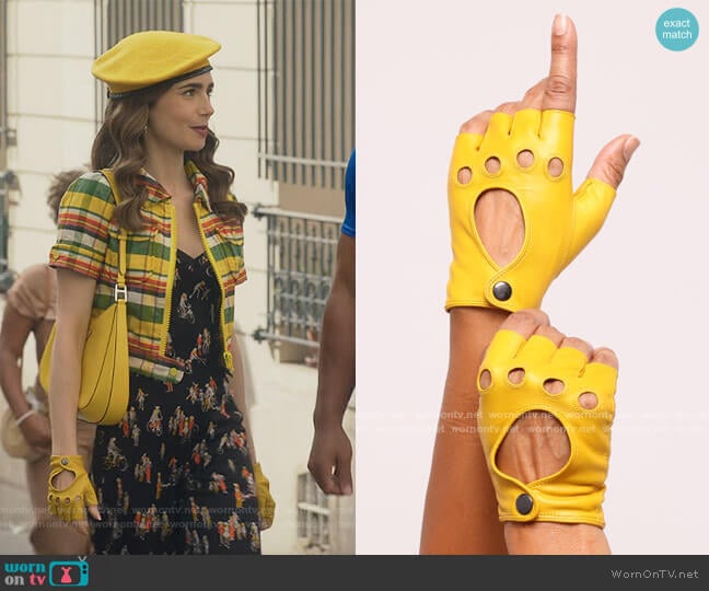 Seymoure Emily Glove in Taxi Yellow worn by Emily Cooper (Lily Collins) on Emily in Paris