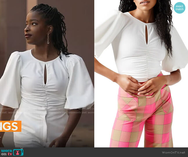 Smythe Ruched Puff Sleeve Top