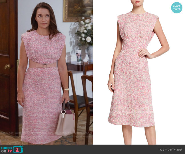 St. John Tweed Empire-Waist Midi Dress worn by Charlotte York (Kristin Davis) on And Just Like That